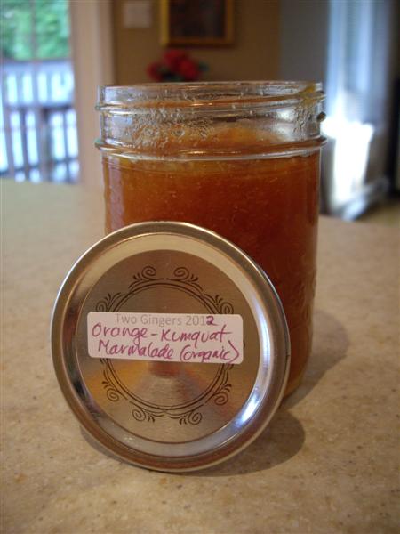 Tasty organic orange-kumquat marmalade.
