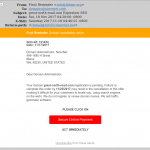 Domain cancellation notice scam.